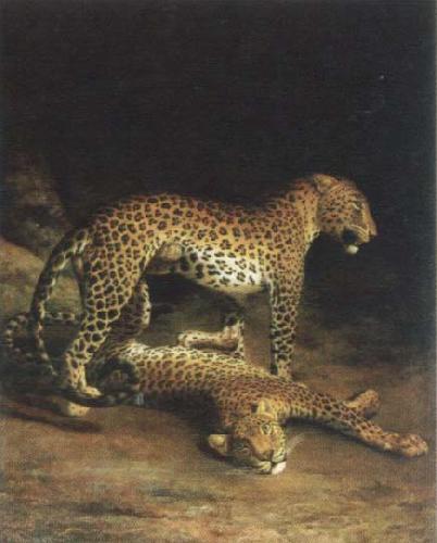Jacques-Laurent Agasse two leopards playing oil painting image